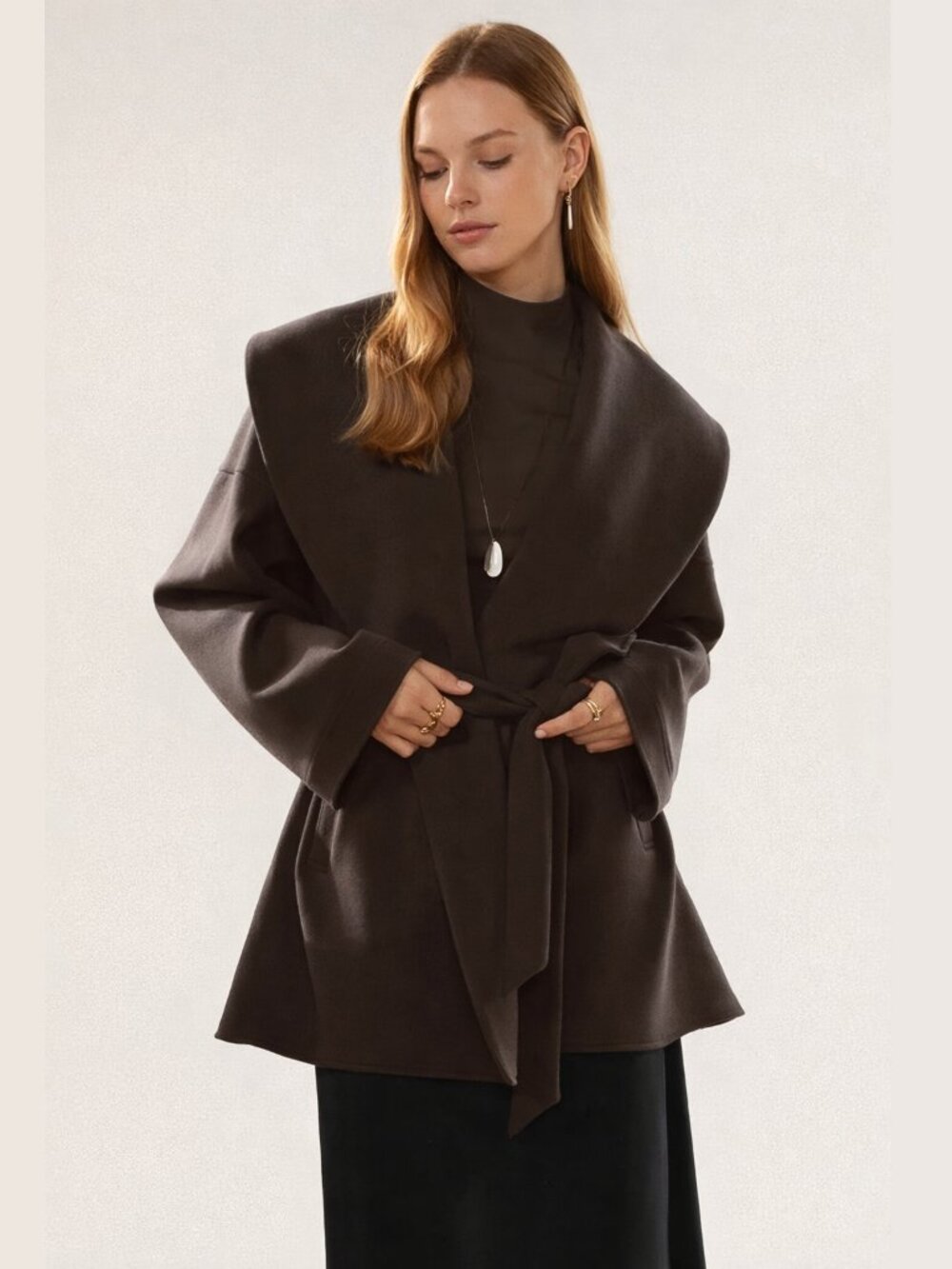 NWT OGL Belted Shawl Collar Robe Jacket with Pockets Chocolate Brown 2XL #1919